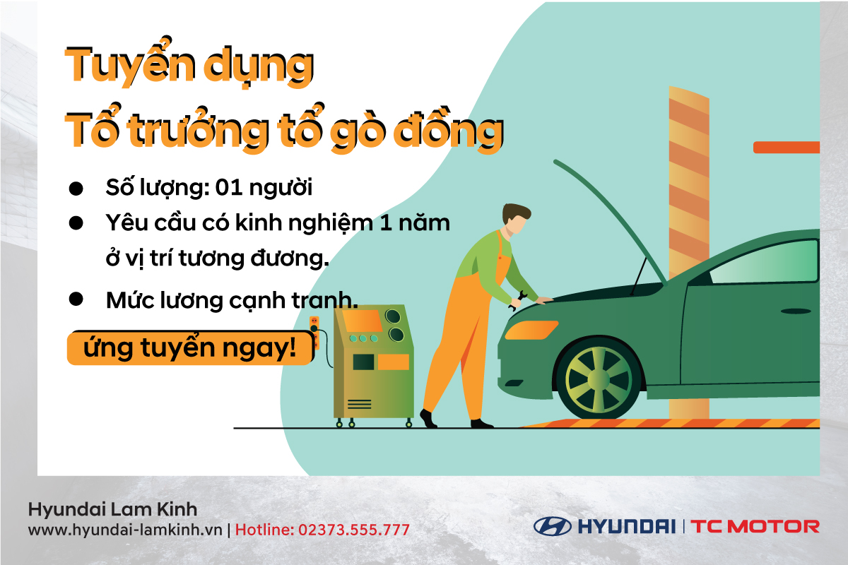 HYUNDAI LAM KINH TUYỂN DỤNG 01 TỔ TRƯỞNG TỔ GÒ ĐỒNG - 14/02/2023